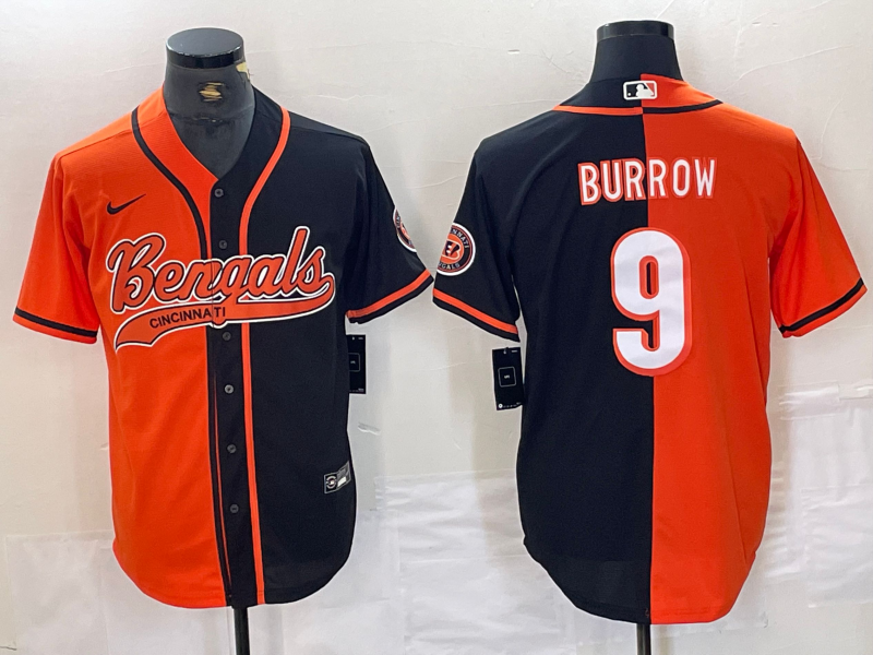Men's Cincinnati Bengals Joe Burrow #9 Orange/Black Jersey Joint Edition